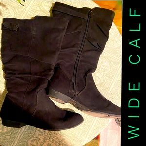 Cute pair of suede knee high boots wide calf